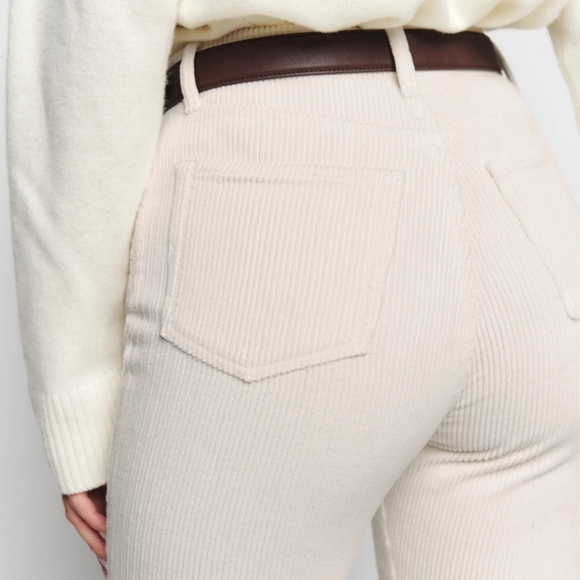 Reformation | Cynthia Button Fly High Rise Straight Corduroy Pants | White - Picture 4 of 10
